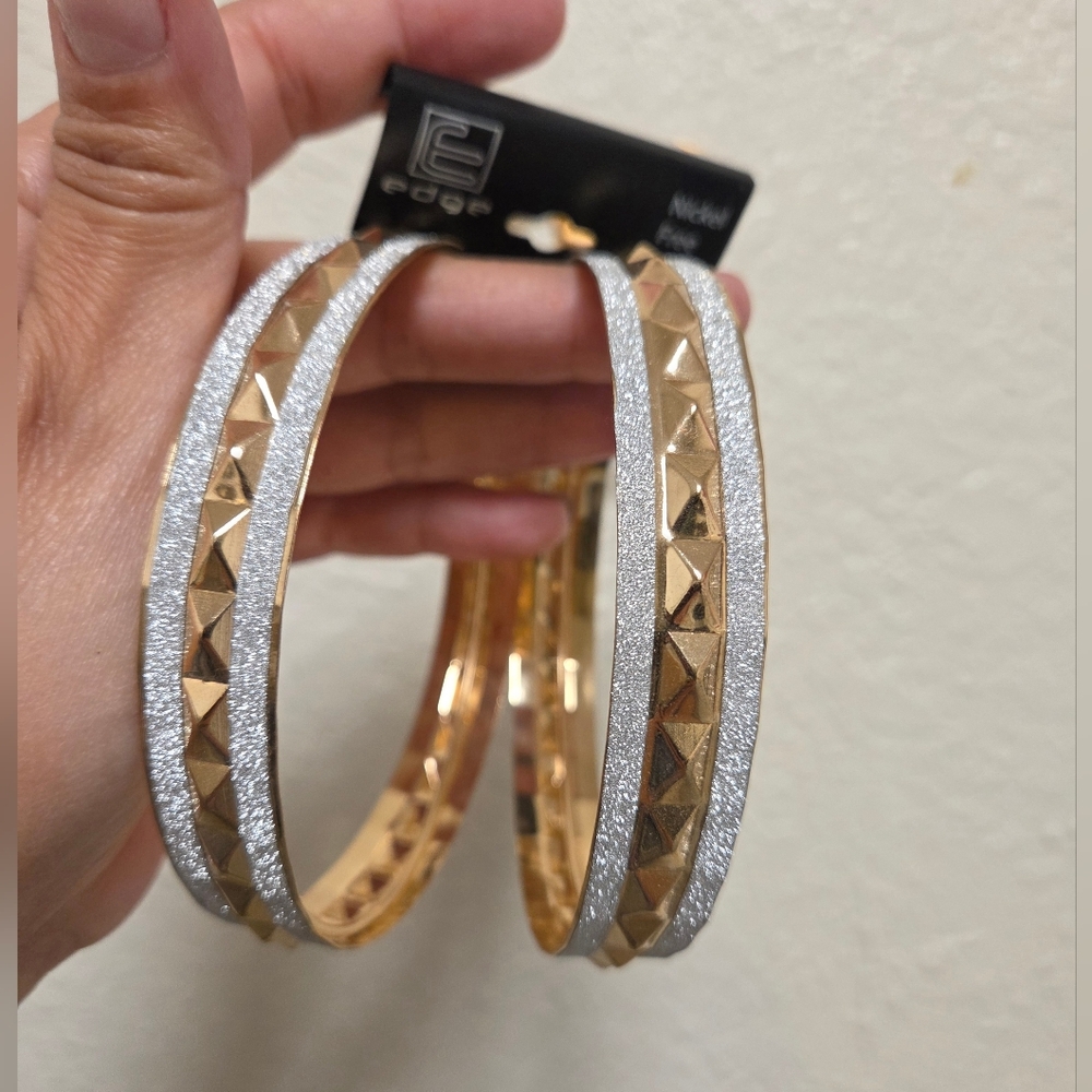 Gold and Silver Large Hoop Earrings